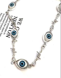 Halloween Jewelry 3D Blue Eyeball Choker Necklace
