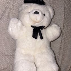 Vintage Graduation White Dan Dee Teddy Bear Black Bow Soft Huggable Plush Animal