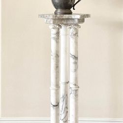 Triple Pillar Marble Column Statue Pedestal Plant Stand