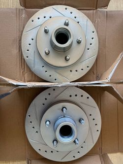 GMC R1500 1987 Diesel Front Drill Slot Rotors Ceramic Brake Pads