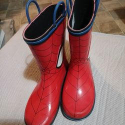 Marvel Spiderman Kids Rain Boots Size Two Three Excellent Condition