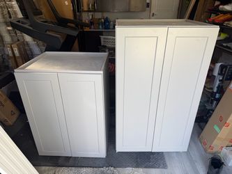 Gray Shaker Style Storage Cabinets – Set of 2