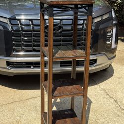 Rustic Wood and Metal 4-Tier Shelf