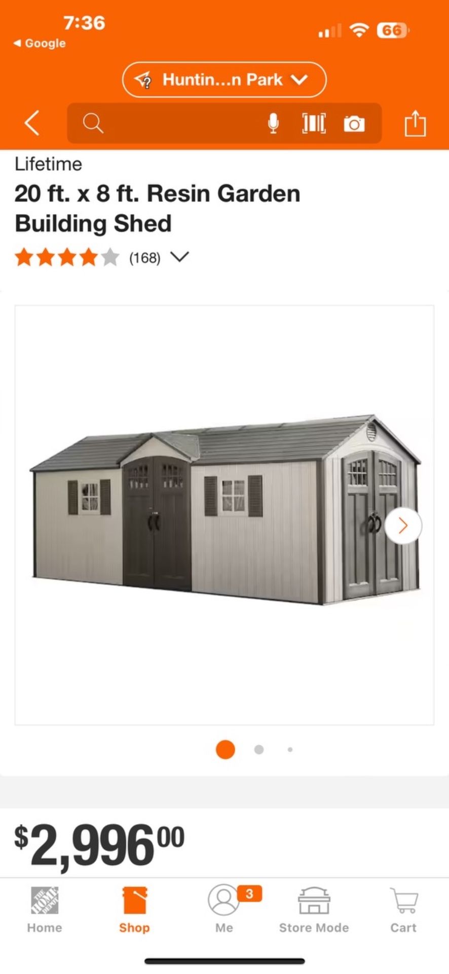 Lifetime 20 ft. x 8 ft. Resin Garden Building Shed