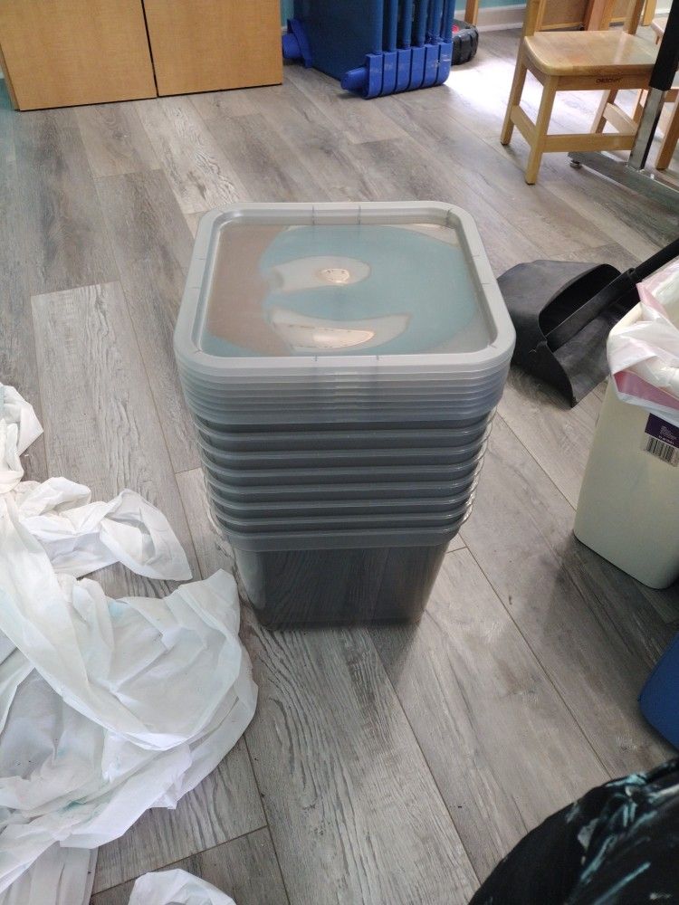 8 Gray BrightRoom Stackable Bins with Lids (Target)