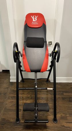 Body Vision Premium Inversion Table with Removable Head Pillow & Lumbar Support Pad (Red/Black)