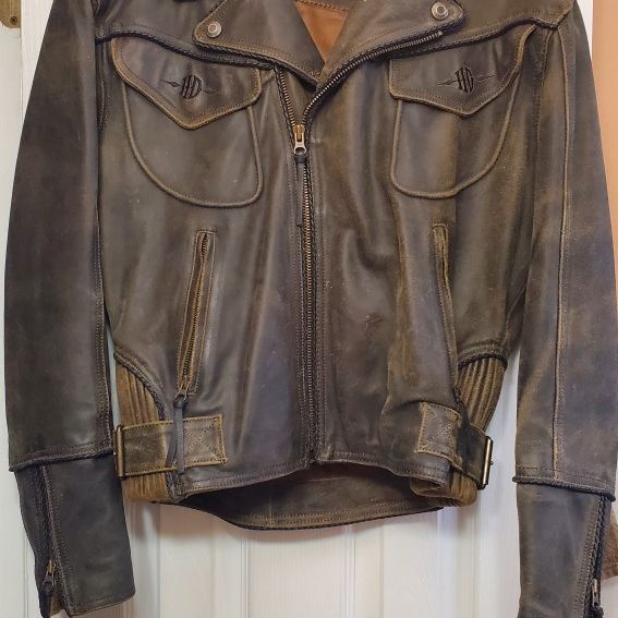 New! Men's Medium Motorcycle Harley-Davidson Billings Distressed Brown Leather Jacket!