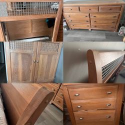 VINTAGE OAK QUEEN SIZE BEDROOM SET