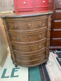 Painted Floral 4 Drawer Console Accent Cabinet Small Dresser $120 OBO!