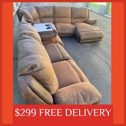 Rustic 7 piece RECLINER SET w/ STORAGE & CUP HOLDERS sectional couch sofa recliner (FREE CURBSIDE DELIVERY)