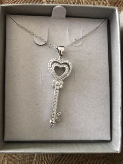 Zales Silver Diamond Key necklace for Sale in Fairfield AL OfferUp