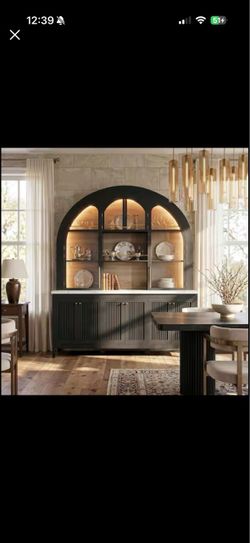 FUFU&GAGA Black Arched Glass Cabinet