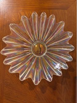 Iridescent ribbed federal round glass 11” bowl