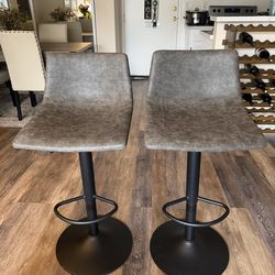 Grey Brown Swivel Bar Stools (Set of 2)
