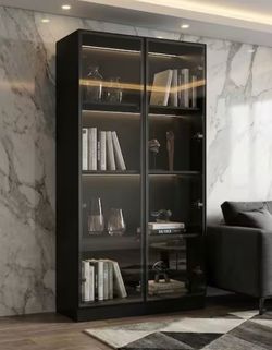 Glass Display Cabinet Bookshelf