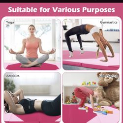 10 Feet × 4 Feet x 2 Inch Folding Exercise Mat with Hook and Loop Fasteners