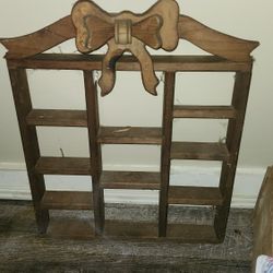 Vintage 1980's Hand Carved Shelf With Bow