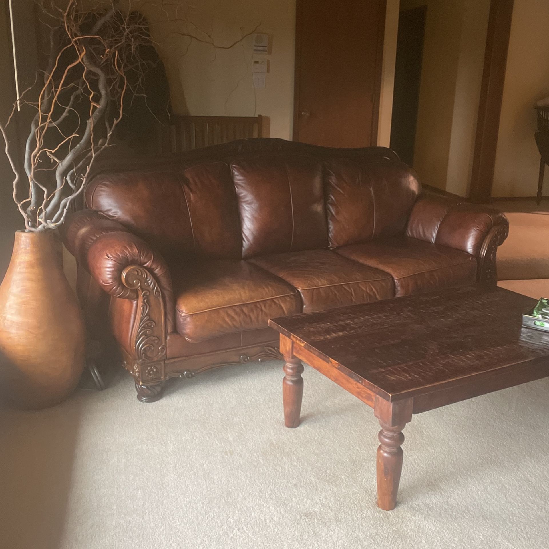 Real Leather Matching Couch Set