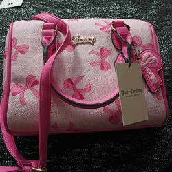 New Simply Sweet Pink Juicy Couture Viral Bow Handbag With Shoulder Strap