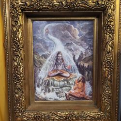 Handpainted Krishna Timeless Treasures Gold Framed Original Painting Mystical