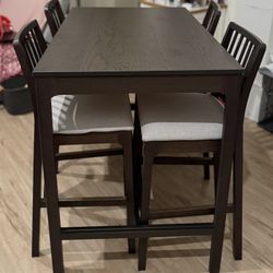 Bar Height Dining Set Table + 4 Chairs