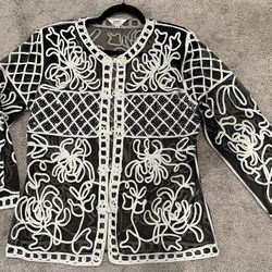 Black and White Embroidered Jacket