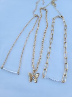 3 Gold Chain Necklace Set