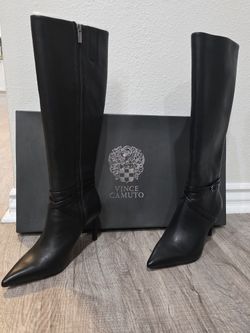 Vince Camuto Salsuh Women’s Knee High Leather Boots Black Sz 8M 