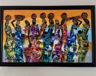 Original African (Zambian) Painting - Framed 30” x 19”