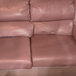 Real Brown Leather Loveseat