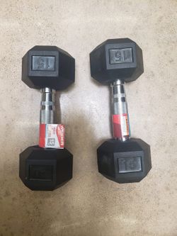 Brand New pair rubber hex dumbbell 15 lbs