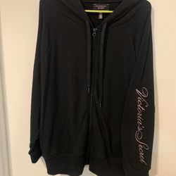 Victorias Secret hoodie Zip Up Jacket Sweater XL Black 