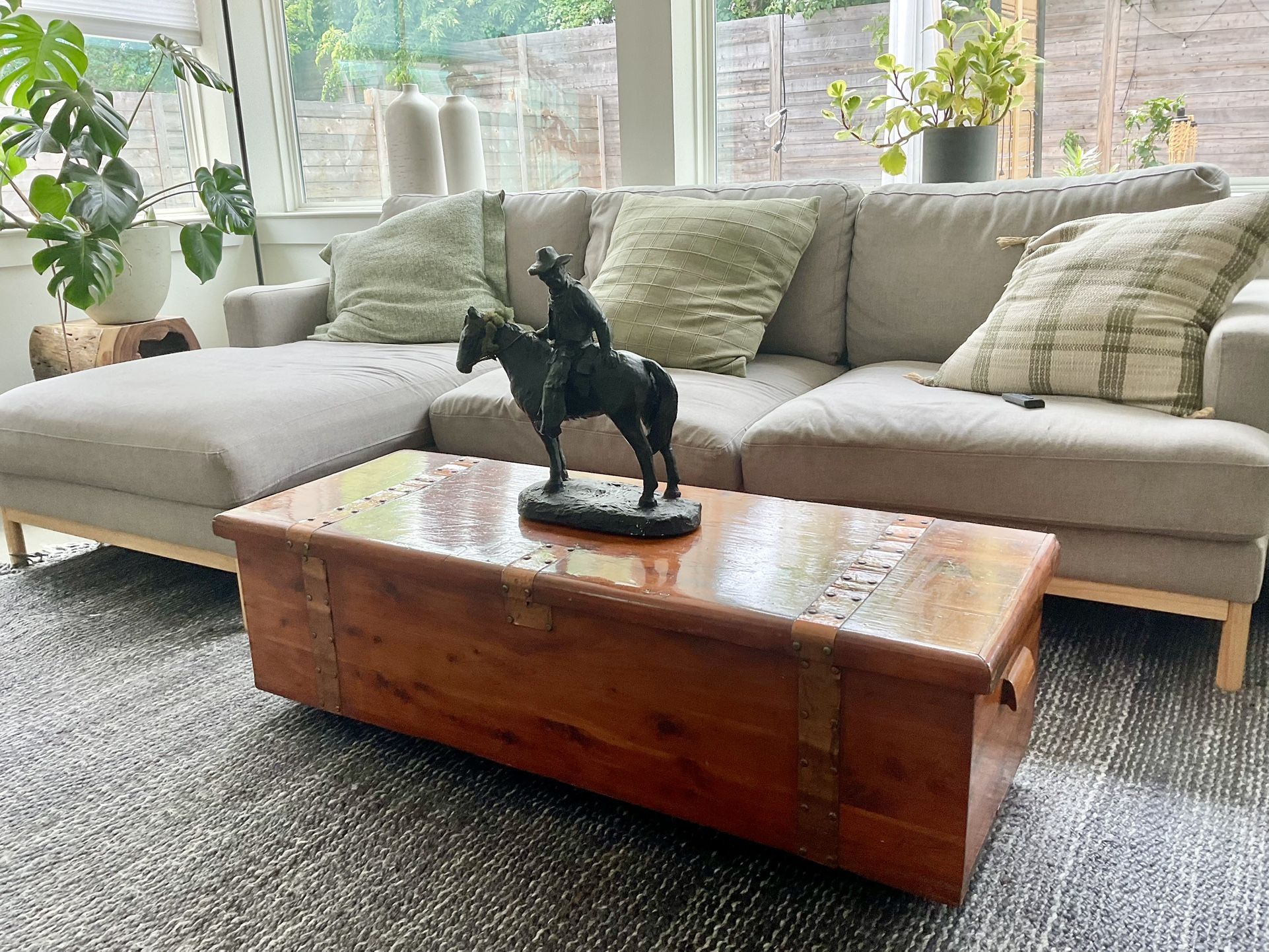 Vintage / Possibly Antique Wooden Trunk Coffee Table with Storage