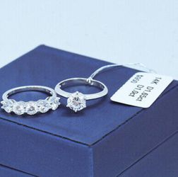 2.65Ct 14K White Gold Over Stackable Diamond Engagement Wedding Ring Set R9