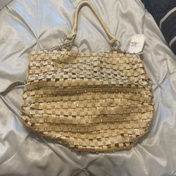 Large Luxury Bling Rinestone Gold Purse Bag Brand New 