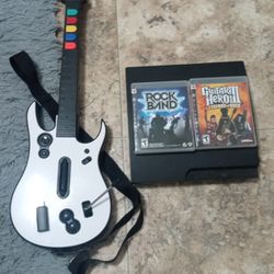 PS3 With Guitar Hero And Rock Band.