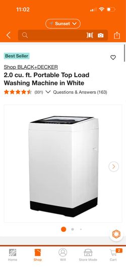 Shop BLACK+DECKER 2.0 cu. ft. Portable Top Load Washing Machine in White