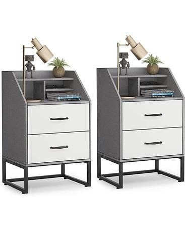 New Modern Nightstands Drawers and Top Organizer, set of 2
