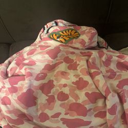 Pink Bape Jacket No Zipper Medium