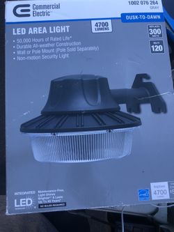 Commercial Electric 46-Watt Gray Outdoor Integrated LED Area Light Wall/Pole Mountable with Dusk to Dawn Control