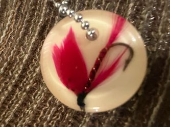Vintage fly fishing lure encased keychain