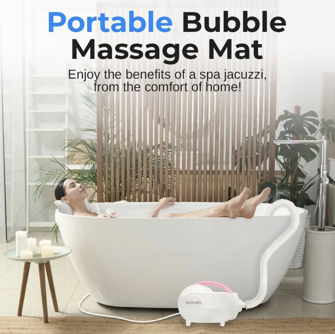 Brand New in Box SereneLife Home Spa Bubble Massage Bath Mat Portable Jacuzzi Hot Tub Machine Christmas Gift