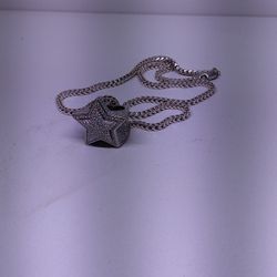 925 silver chain & moissanite ring