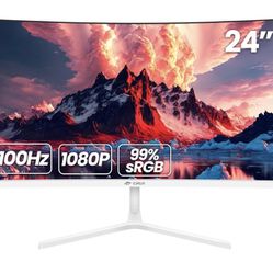CRUA 24-Inch Curved Computer Monitor, White (Free Local Delivery)