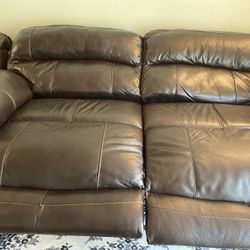 Leather Power Recliner Couches Genuine 
