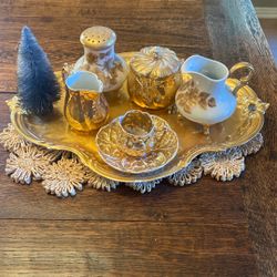 Vintage Victorian Golden Tea Set For One!