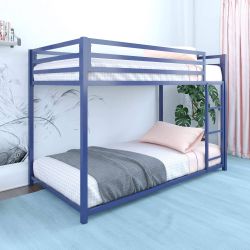 DHP Miles Metal Bunk Bed, Blue, Twin Over Twin-Blue
