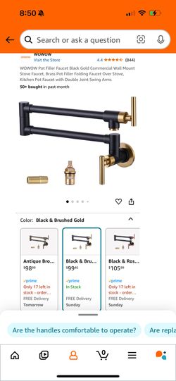 Pot Filler In Black and Brushed Gold