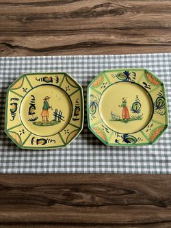 Antique Quimper Plates Hand Painted