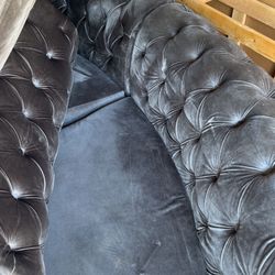 Grey Suede Clip On  Couch Set 